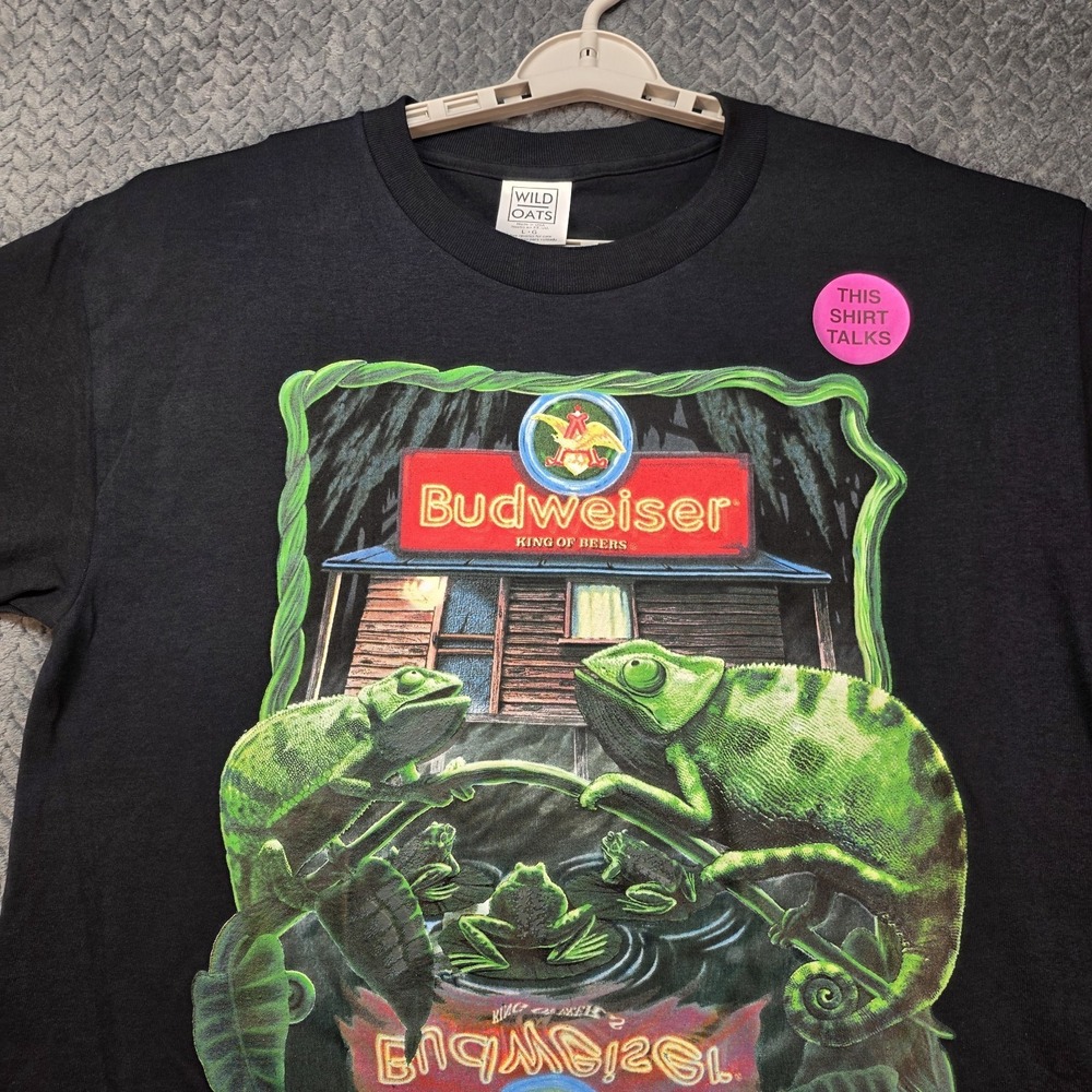Vintage Budweiser Talking T-Shirt Men Large USA Made NWT Single Stitch 1997 READ - Picture 3 of 14